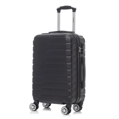 Produktbild von Koffer Trolley Reisekoffer Suitcase, Rollkoffer Handgepäck ,mit 4 Rollen360°, Hartschalenreisekoffer, Zahlenschloss, Weicher Gummigriff(M, Schwarz)