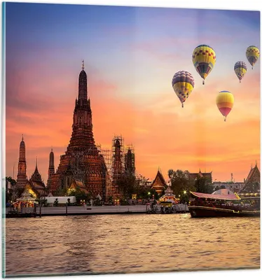 Produktbild von Bilder auf glas - Tempel Asien - 60x60cm - Glasbilder - Wandbilder - Bilder - Kunstdruck - zum Aufhängen bereit - Wanddekoration aus Glas - Glas Bilder - Wandbild auf Glas - Einteilig - GAC60x60-3437