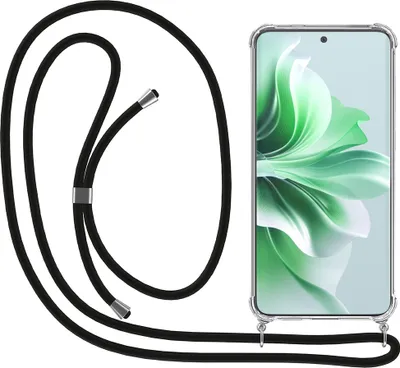 Produktbild von Smartphonica Telefon Fall geeignet für Oppo Reno 11 mit Kabel und Bumper - Fall mit Telefon Kabel - TPU Backcover Fall stoßfest mit Lanyard - Transparent