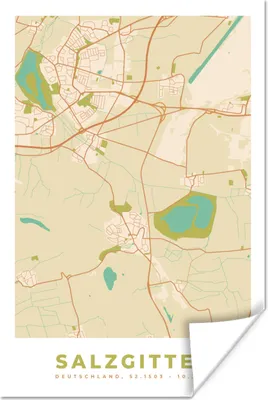 Produktbild von MuchoWow® Poster Vintage - Stadtplan - Salzgitter - Karte 40x60 cm - Plakate für die Wand - Poster Babyzimmer