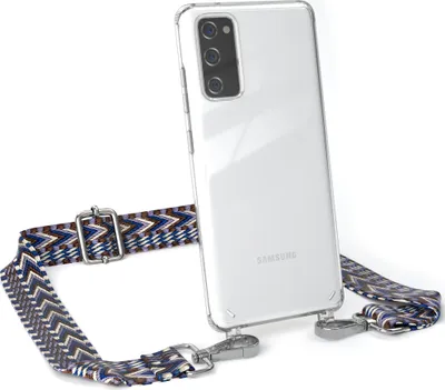Produktbild von EAZY CASE Handykette - Verstellbarer Trageriemen kompatibel mit Samsung Galaxy S20, Handykordel mit transparenter Silikon-Hülle, Band in Blau