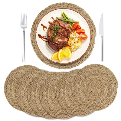 Produktbild von Runde Natur Geflochten Platzsets aus Wasserhyazinthe, 30 cm