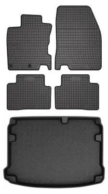 Productafbeelding van Rubberen automatten + kofferbakmat voor Nissan Qashqai II J11 vanaf 2013 – 5-delig, zwart, op maat – Wielganizator SolidPRO