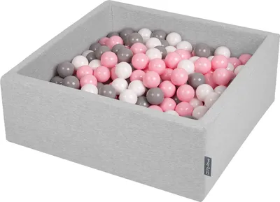 Produktbild von KiddyMoon Bällebad 90x30cm 300 Bälle ∅7cm Quadrat Bällepool Mit Bunten Bällen Für Babys Und Kinder