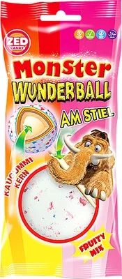 Zdjęcie produktu dla ZED Monster Wonderball Fruity na patyku z gumą do żucia w środku 60g