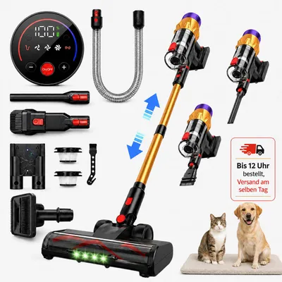 Produktbild von 78000pa Akku Staubsauger 650W/75Min, Staubsauger Kabellos mit Tierpflegebürste,1M Schlauch,50dB Ultraleiser Staubsauger mit Anti-Tangle-Bürste, KI-generiertes Bild