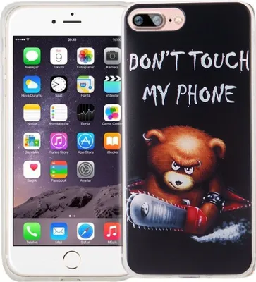 Produktbild von Handy Hülle für Apple iPhone 7 Plus Cover Case Schutz Tasche Motiv Slim Silikon TPU Schriftzug Bär mit Kettensäge