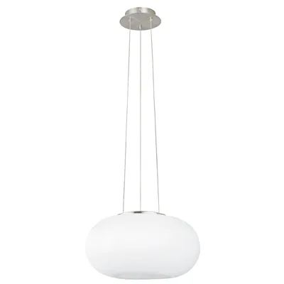 Produktbild von Pendelleuchte Modern "Optica" Nickel-Matt Weiß Opalglas 2-flammig Hängelampe Wohnzimmer Esstisch