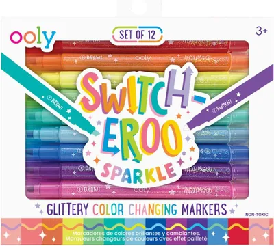 Produktbild von Ooly Glitzer Farbwechsel Marker - Set mit 12 Stiften - Kreative Malstifte