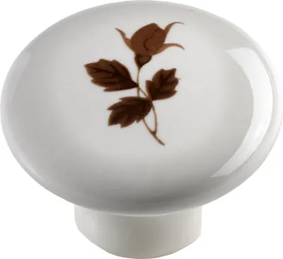 Produktbild von Hettich Möbelknopf Keramik weiß mit floralem Motiv Ø 38,0 mm - 1 Stück