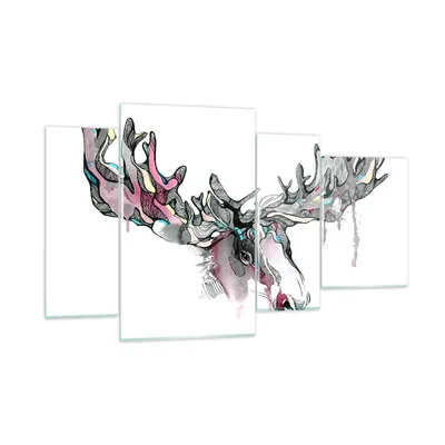 Produktbild von Bilder auf glas - Moose Bunt Kopf Abbildung - 120x70cm - Glasbilder - Wandbilder - Kunstdruck - zum Aufhängen bereit - Wanddekoration aus Glas - Glas Bilder - Wandbild auf Glas - GDL120x70-3033