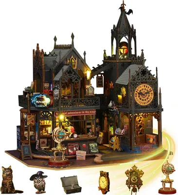 Produktbild von DIY Miniature House,Miniatur Haus, Holz puppenhaus-Bausatz MiniaturhausBausatz mit LED-Licht,Kreative Raum-Idee für Erwachsene Magisches Haus DIY
