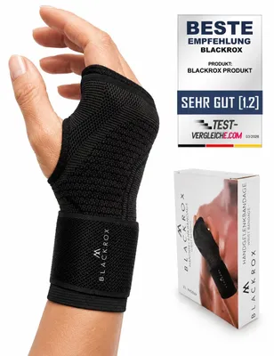 Produktbild von BLACKROX Handgelenk Bandage Fitness V2, für Frauen u. Männer, rechte oder Linke Hand, Handgelenkstütze, stabilisiert Schwarz, One Size