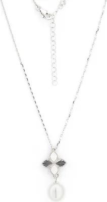 Produktbild von Golders Collier mit einem Blumenanhänger mit Perle aus 925 Silber, Diamantschliff