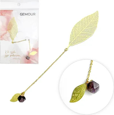 Produktbild von Dekoratives elegantes Metall-Lesezeichen für ein Geschenk Lorbeer und Amethyst