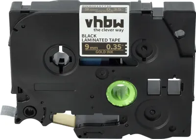 Produktbild von vhbw Schriftband-Kassette kompatibel mit Brother PT 1000, 1200P, 1200, 1090, 1080, 1010, 1000-Serie Etiketten-Drucker 8m x 9mm Gold auf Schwarz