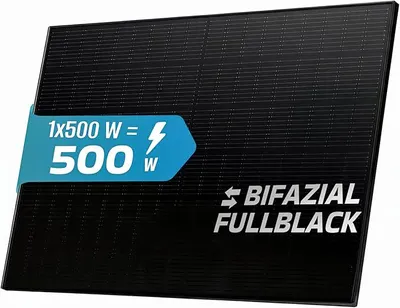 Produktbild von SUNNIVA® Solarmodul 500 W FULL BLACK Bifazial Glas/Glas PV Modul Solarpanel - PMax 500W Bifacial N-Type, für Balkonkraftwerk oder PV Solar Anlage