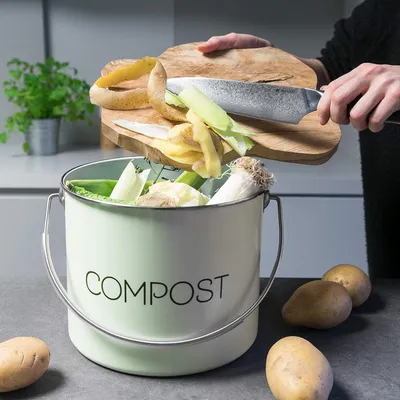 Produktbild von Metallene Kompostbehälter - 5L Gartengift-Abfall Eimer - Grün