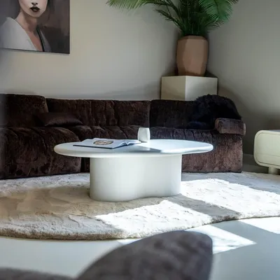 Productafbeelding van Salontafel Jessie Organisch Off-White 120cm - Giga Meubel