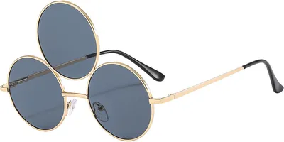 Produktbild von Sonnenbrille, Lustige Sonnenbrille mit Drei Runden Gläsern, Hip Hop UV Schutzbrille Third Eye Sonnenbrille (Schwarz)