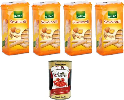 Produktbild von Gullon Savoiardi Biscotti all'Uovo Savoiardi Eierkekse 4x300g+ Italian Gourmet polpa 400g