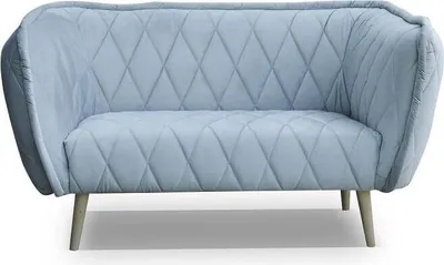 Image de QLA Möbel Canapé en tissu 2 places Aron en bleu clair : canapé design scandinave avec dossiers et pieds en bois massif, rembourré et pouvant servir de banquette