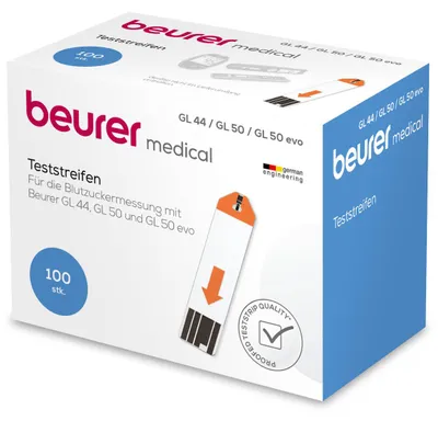 Produktbild von Beurer Blutzuckerteststreifen GL 44/ GL 50, 100 Stück