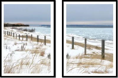 Obrázek produktu pro BILDPOSTER V RÁMU 53x73cm Diptych se 2 obrazy Zimní moře P2159