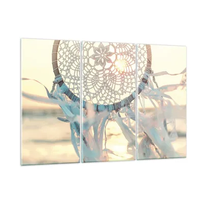 Produktbild von Bilder auf glas - 3 Teile - Boho Ornament Anhänger - 165x110cm - Glasbilder - Wandbilder - Bilder - zum Aufhängen bereit - Wanddekoration aus Glas - Glas Bilder - Wandbild auf Glas - GCE165x110-4554