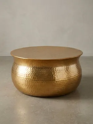 Technische Zeichnung für den runden Couchtisch in Gold. Die Maßangaben zeigen exakt 60cm Durchmesser und 30cm Höhe für den flachen Hammerschlag-Wohnzimmertisch aus solidem Aluminium._#sku_BARWL5.456#