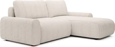 Image de Selsey Lelu - Canapé d'angle en L avec fonction sommeil, coffre de lit et velours côtelé, réversible, Crème