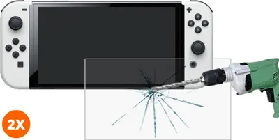 Produktbild von Mobigear 4.99 Nintendo Switch OLED Panzerglas Gehärtetes Glas Displayschutz - Hüllenfreundlich (2er Pack)