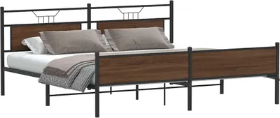 Image de vidaXL Lit métallique sans matelas brun imitation chêne 193x201 cm