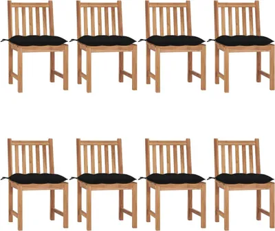 Produktbild von Gartenstühle 8 Stk. mit Kissen Massivholz Teak
