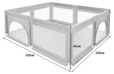 Produktbild von Baby Laufstall - Spielgitter - 120x120 cm - Quadratisch - Metallrahmen - Für innen & außen - 0–12 Monate - Weiß