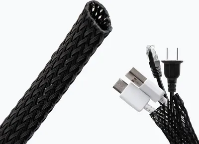 Produktbild von Intirilife Kabelschlauch selbstschließend gewebt in Schwarz - 8 - 24 mm - Länge 3 Meter - Flexibler Kabelkanal zuschneidbare Kabelhülle für Kabelmanagement Kabelmantel