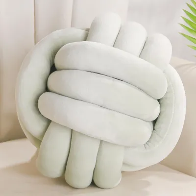 Zdjęcie produktu dla Poduszka węzeł zielona, poduszka dekoracyjna okrągła 28 cm, aksamit, do sypialni