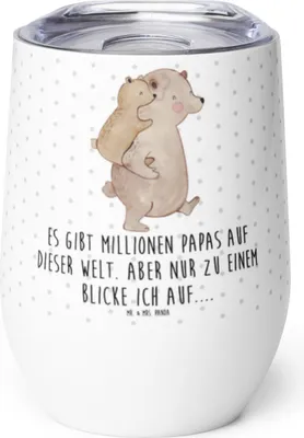 Produktbild von Mr. & Mrs. Panda thermosbecher Papa Bär - Weiß - Geschenk, Vatertag, Muttertag, edelstahl thermobecher, Geburtstag, Thermo Becher, glühwein tasse, kaffee