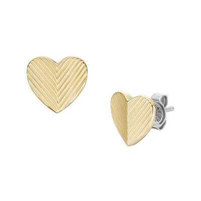 Zdjęcie produktu dla Kolczyki sztyfty Fossil Harlow Hearts ze stali nierdzewnej, zoto IP