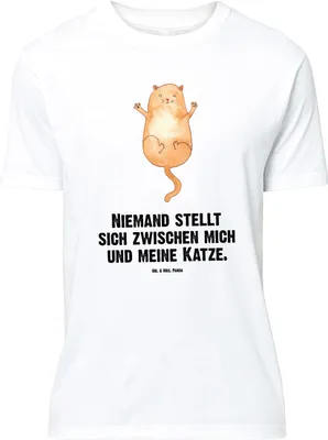 Produktbild von Mr. & Mrs. Panda Größe L T-Shirt Katze Umarmen - Weiß - Geschenk, Tshirt, Cat, Familie, Cats, mit Spruch, Katzen, Shirt