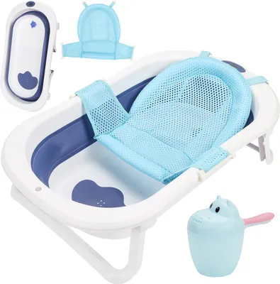 Produktbild von Lospitch Baby Babywanne Babywanne Kinder Faltbare klappbar Baden Sicher 3 in 1 0-6 Jahre mit Standfüßen Tragbare Blau