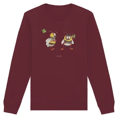 Produktbild von Mr. & Mrs. Panda Bio Baumwoll Pullover Bienen Paar Größe XXL - Burgundy - Geschenk, Freund, Freundin, Sweatshirt, Pulli, für, Valentinstag, Schildkröten, Sweater, Frauen
