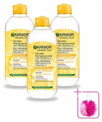 Zdjęcie produktu dla 3 x Garnier SkinActive Woda Micelarna z Witaminą C 400 ml - Opakowanie ekonomiczne - 3 sztuki