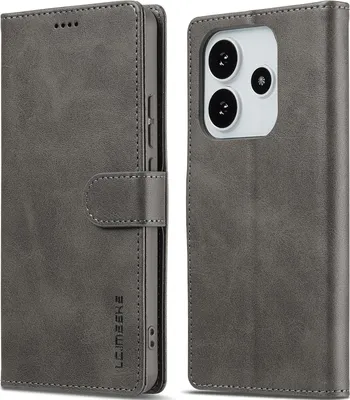 Image de Etui pour Xiaomi Redmi Note 14 4G étui en cuir avec fermeture magnétique et support, étui de protection Gris