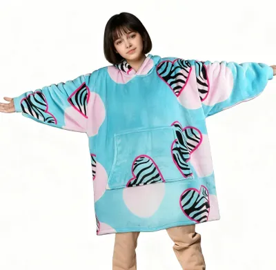 Imagen del producto de Manta tipo sudadera de estilo "sherpa", de gran tamaño, para adultos y niños, suave y cálida