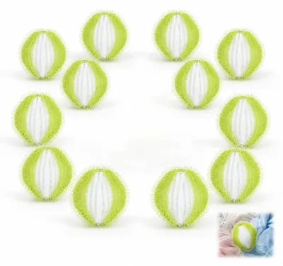 Image de Lot de 12 boules anti-boules de poils réutilisables pour machine à laver