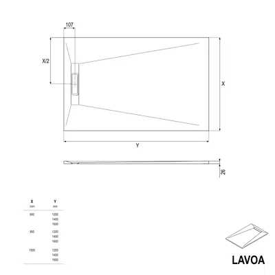 Produktbild von Flache Duschwanne Mineralguss LAVOA - Steinoptik - Anthrazit matt - Größe wählbar, Größe:90x140cm