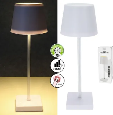 Produktbild von LED Tischleuchte weiß 17 LEDs 8,5x32cm ABS PS Touchfunktion batteriebetrieben warmweiß 3 Helligkeitsstufen 25 Lumen Tischbeleuchtung
