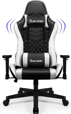 Zdjęcie produktu dla Krzesło do gier Aiibot, ergonomiczne krzesło biurowe z regulowanymi podłokietnikami, zagłówkiem i poduszką lędźwiową, krzesło komputerowe z funkcją bujania, krzesło do gier 150 kg