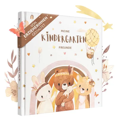 Produktbild von EULENTALER® Freundebuch Kindergarten I von Erzieherinnen gestaltet I Handgemalte Waldtiere I Geschenk Kindergartenfreunde & Kita